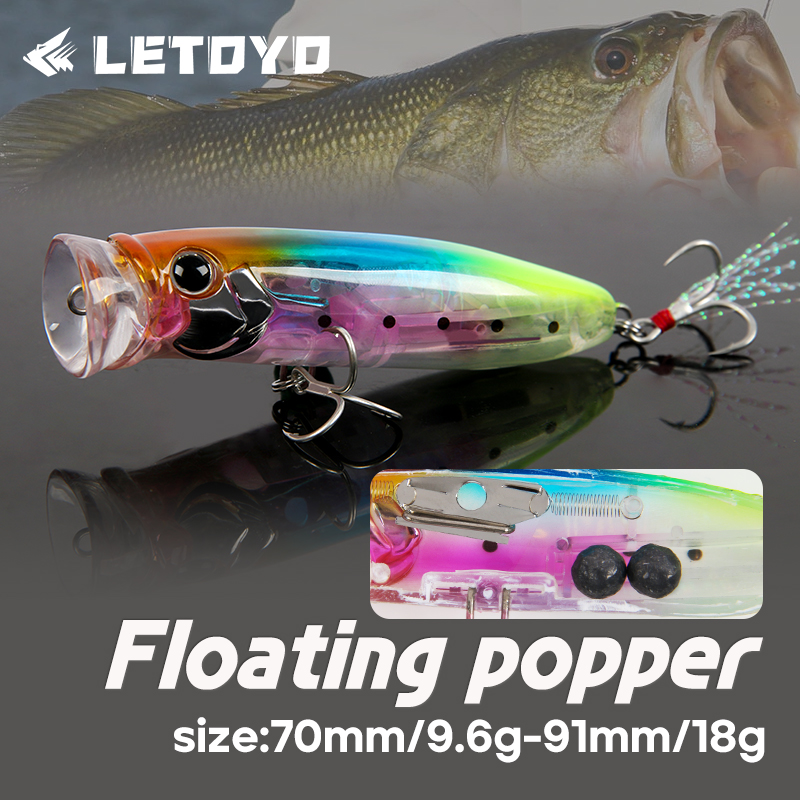 Fishing Lure Topwater - LETOYO 9.6g/18g flottant Popper leurre Topwater
